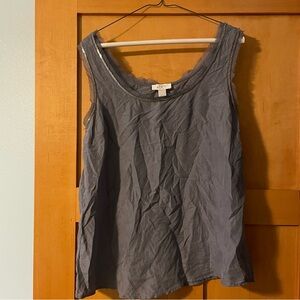 Loft L 100% silk tank with beads and fringe